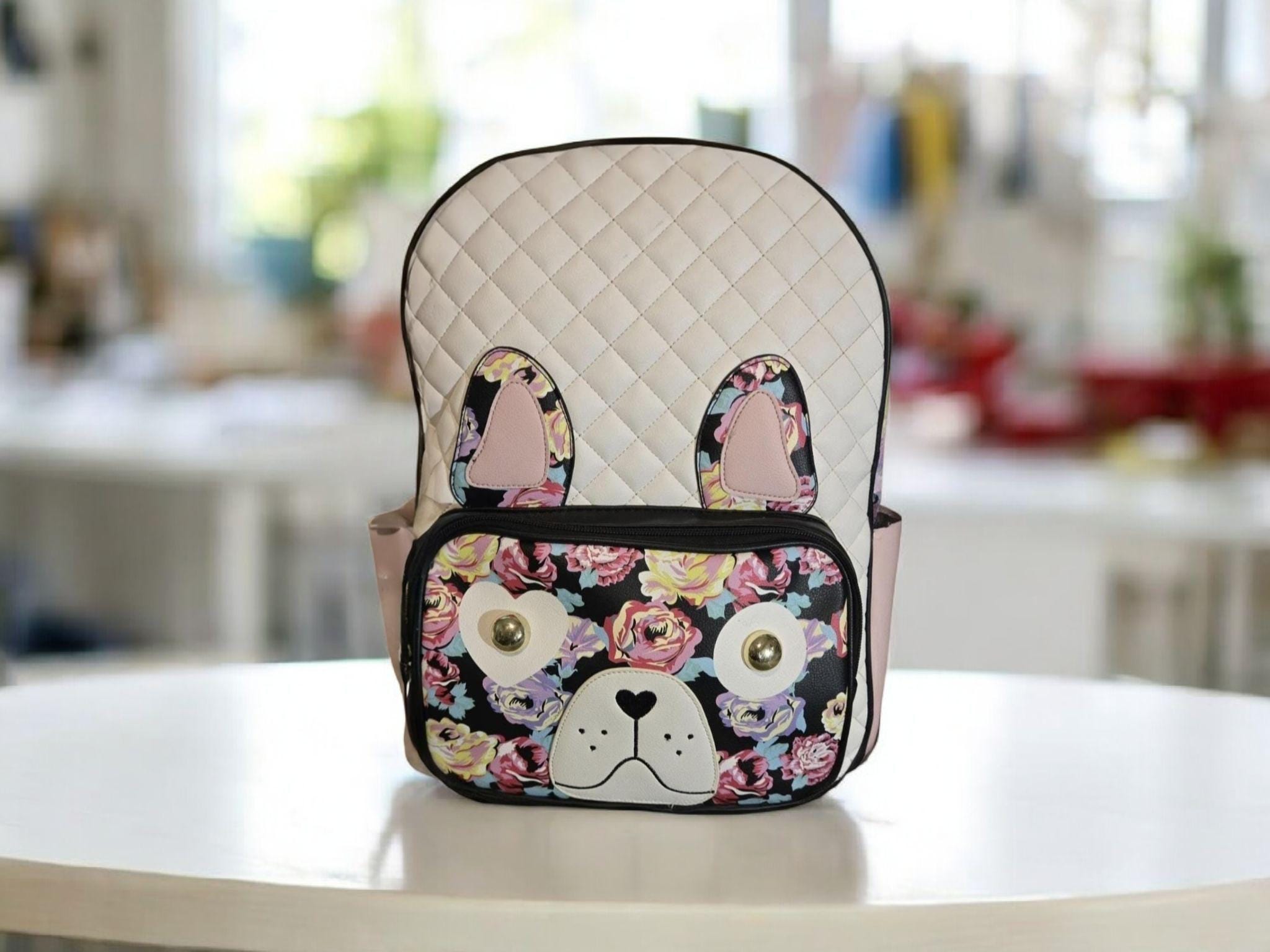 Floral French Bulldog Backpack by Betsey Johnson: Quilted  display picture 2