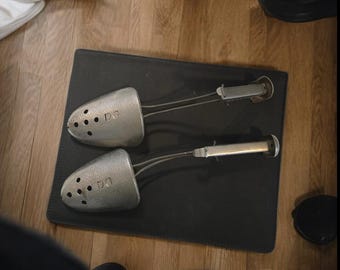 Hormas de zapatos metálicas vintage, par de hormas ajustables de aluminio para zapatero, puntera sólida