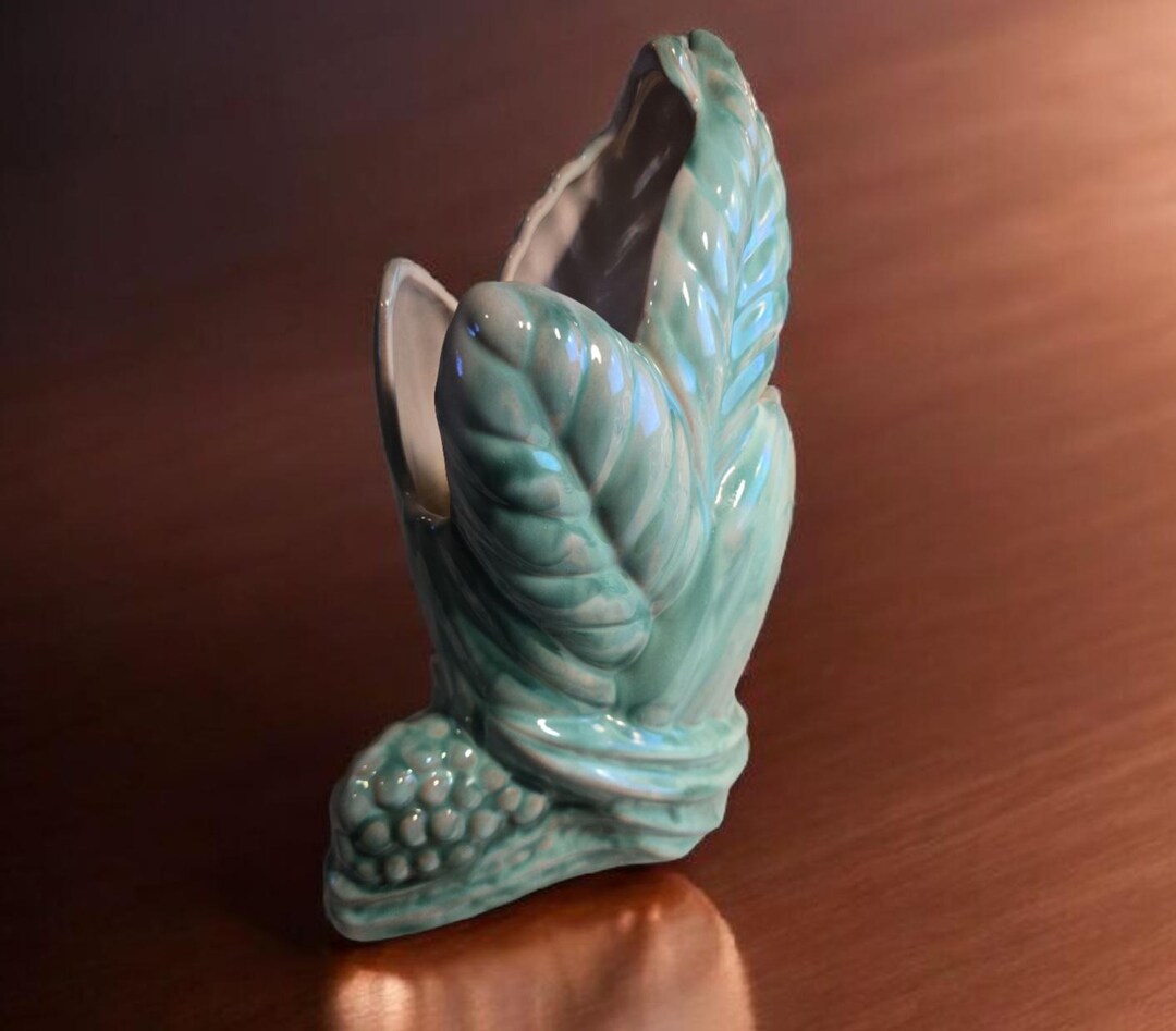 Stangle Stangle Pottery 3415 Turquoise Leaf Vase - Etsy