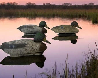 Vintage Carry-Lite Mallard Duck Decoys (Set of 3) | Rustic Cabin Decor
