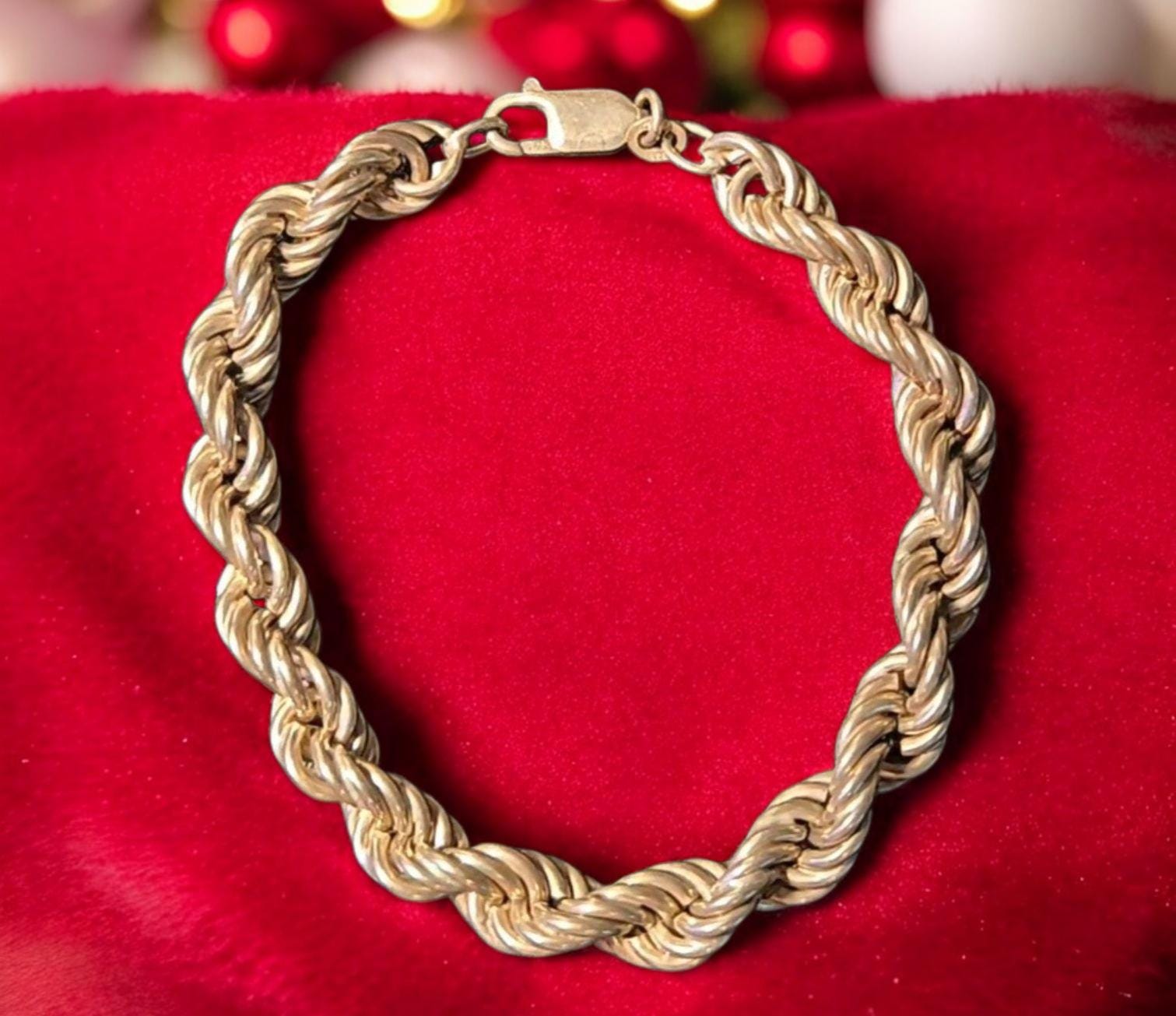 ヴィンテージ スターリングシルバー ロープチェーンブレスレット