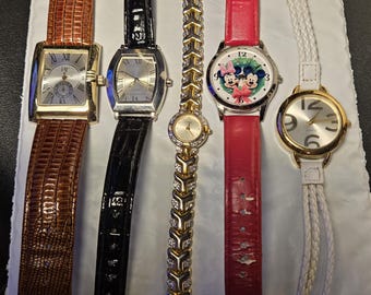 Damskie zegarki na rękę – zestaw 5 sztuk – Disney, Caravelle by Bulova, kwarcowy, BT