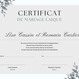 Weltliche Heiratsurkunde