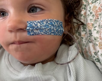 Feeding tube, NG tube, NJ, PICC, Central lines, Oxygen Cannula • Tube Tape •  Classic Blue Floral  • Hypafix Medical Tape • 11