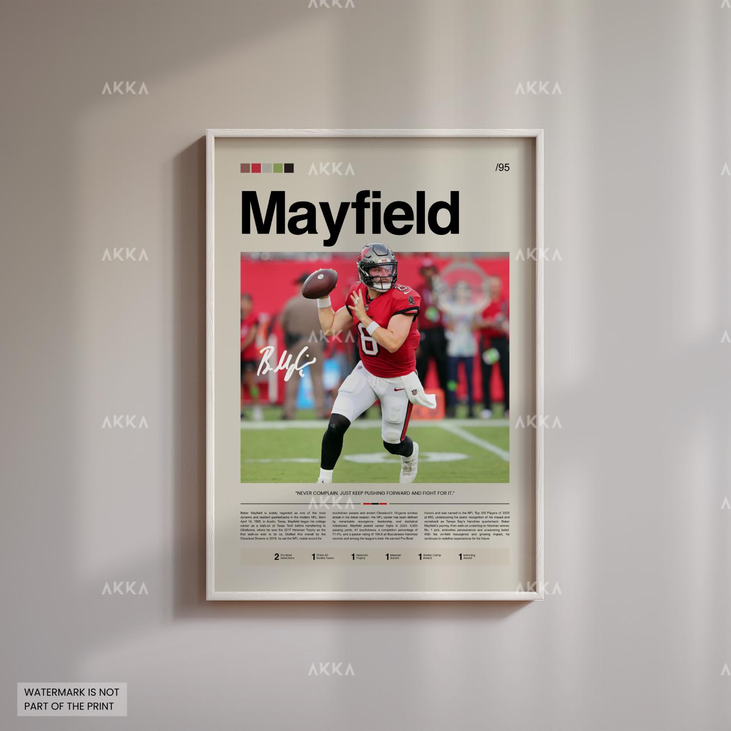 Baker Mayfield Poster, Mayfield Buccaneers Print, Framed Tampa Bay