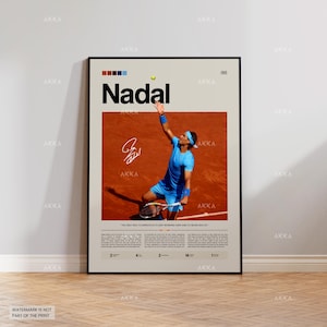 Rafael Nadal Poster, Nadal Tennis Decor, Framed Nadal Print, Tennis Icon Wall Decor, Tennis Fan Gift Idea, Sport Poster Decor