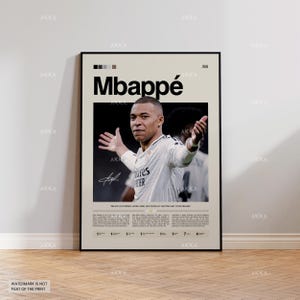 Kylian Mbappé Poster, Mbappé Real Madrid Print, Framed Mbappé Art, Real Madrid Fan Gift Idea, Mbappé Wall Decor, Real Madrid Poster