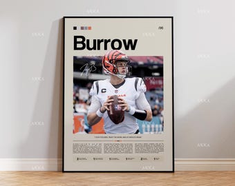 Joe Burrow Poster, Burrow Bengals Print, Framed Bengals Art, Joe Burrow Wall Decor, NFL Print Fan Gift Idea, Burrow Print Art