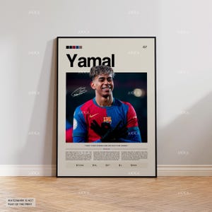 Lamine Yamal Poster, Yamal Barcelona Wall Art, Framed Yamal Print, Barcelona FC Decor, Barcelona FC Fan Gift Idea, Soccer Print