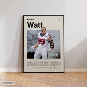 J.J. Watt Poster, Watt Texans Print, Houston Texans Art, J.J. Watt Wall Decor, Houston Texans Print Fan Gift Idea, NFL Art