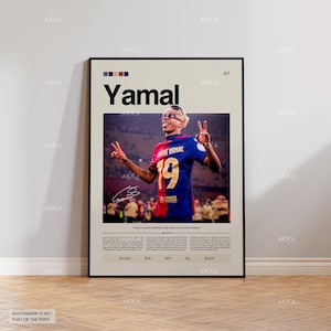 Lamine Yamal Poster, Yamal Barcelona Wall Art, Framed Yamal Print, Barcelona FC Decor, Barcelona FC Fan Gift Idea, Soccer Print