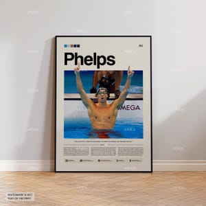 Michael Phelps Poster, Phelps Wall Art, Swimming Decor, Olympic Champion Print, Athlete Fan Gift Idea, Sports Room Poster