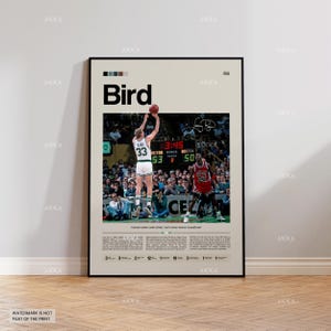 Larry Bird Poster, Bird Boston Print, Framed Bird Celtic Art, Larry Bird Fan Gift Idea, Boston Celtics Wall Art, Basketball Decor