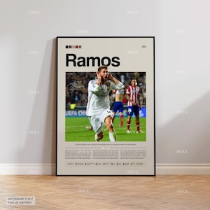 Sergio Ramos Poster, Ramos Real Madrid Print, Framed Ramos Art, Real Madrid Fan Gift Idea, Sergio Ramos Decor, Real Madrid Legend Poster