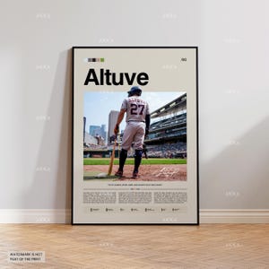 José Altuve Poster, Altuve Astros Print, Framed Altuve Art, Houston Astros Fan Gift Idea, Altuve Wall Art, MLB Decor, Baseball Poster