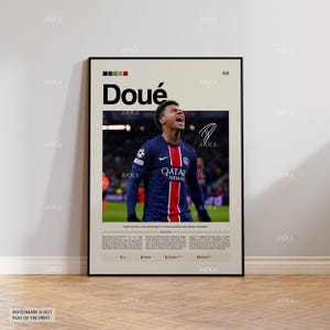Désiré Doué Poster, Doué PSG Print, Framed Doué Art, Paris Saint German Fan Gift Idea, Désiré Doué Wall Decor, PSG Poster