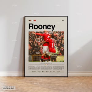 Wayne Rooney Poster, Rooney United Wall Art, Framed Rooney Print, Manchester United Team Decor, Football Fan Gift Idea, Soccer Print