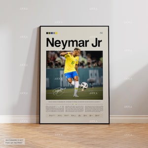 Neymar Jr Poster, Neymar Brazil Team Print, Framed O'Ney Art, Football Fan Gift Idea, Neymar Jr Decor, Football Brazil Poster