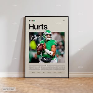 Jalen Hurts Poster, Hurts Eagles Print, Framed Philadelphia Eagles Art, Jalen Hurts Wall Decor, NFL Print Fan Gift Idea, Eagles Art