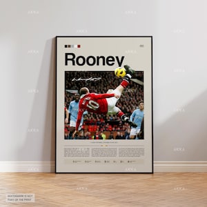 Wayne Rooney Poster, Rooney United Wall Art, Framed Rooney Print, Manchester United Team Decor, Football Fan Gift Idea, Soccer Print