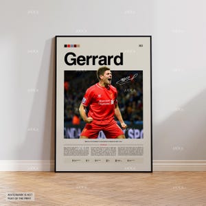 Steve Gerrard Poster, Gerrard Liverpool Print, Framed Gerrard Reds Art, Liverpool Fan Gift Idea, Gerrard Decor, Liverpool Legend Poster