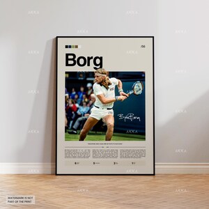 Björn Borg Poster, Borg Tennis Decor, Framed Borg Print, Tennis Icon Wall Decor, Tennis Fan Gift Idea, Sport Poster Decor