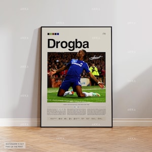 Didier Drogba Poster, Drogba Chelsea Print, Framed Drogba Art, Chelsea Fan Gift Idea, Drogba Decor, Chelsea Legend Poster