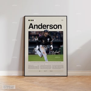 Tim Anderson Poster, Chicago White Sox Wand kunstdruck, gerahmtes MLB Baseball Dekor
