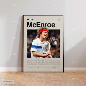 John McEnroe Poster, McEnroe Tennis Decor, Framed McEnroe Print, Tennis Icon Wall Decor, Tennis Fan Gift Idea, Sport Poster Decor