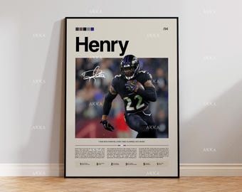 Derrick Henry Poster, Henry Baltimore Ravens Print, Framed Baltimore Art, Derrick Henry Wall Decor, NFL Print Fan Gift Idea, Henry Print Art