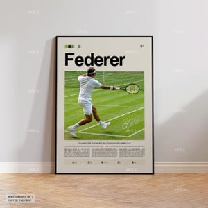 Roger Federer Poster, Federer Tennis Decor, Framed Federer Print, Tennis Icon Wall Decor, Tennis Fan Gift Idea, Sport Poster Decor