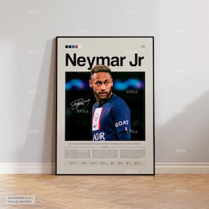 Neymar Jr Poster, Neymar PSG Print, Framed O'Ney Art, Football Fan Gift Idea, Neymar Jr Decor, Football PSG Poster