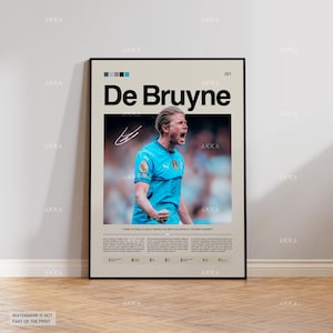 Kevin De Bruyne Poster, De Bruyne City Wall Art, Framed De Bruyne Print, Manchester City Team Decor, Football Fan Gift Idea, Soccer Print