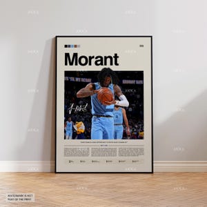 Ja Morant Poster, Morant Memphis Print, Framed Morant Grizzlies Art, Memphis Grizzlies Fan Gift Idea, NBA Decor