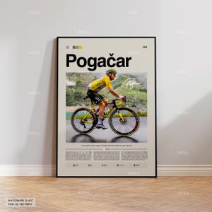 Tadej Pogačar Poster, Pogačar Cyclist Print, Framed Pogačar Art, Cyclism Decor, Tour De France Poster, Giro D'Italia Poster, Cyclism Poster