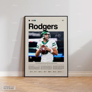 Aaron Rodgers Poster, Rodgers New York Jets Print, Framed New York Jets Art, Rodgers Wall Decor, NFL Print Fan Gift Idea, Rodgers Jets Art