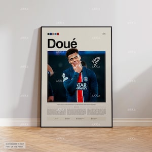 Désiré Doué Poster, Doué PSG Print, Framed Doué Art, Paris Saint German Fan Gift Idea, Désiré Doué Wall Decor, PSG Poster