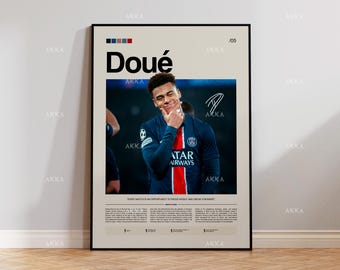 Désiré Doué Poster, Doué PSG Print, Framed Doué Art, Paris Saint German Fan Gift Idea, Désiré Doué Wall Decor, PSG Poster
