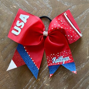 PERSONALIZED USA Cheer bow