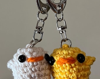 Handmade Crochet Duck Keychain - extra small