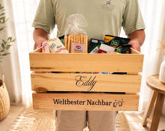 Gepersonaliseerde houten geschenkdoos | Houten kist met pyro-etsing | Cadeau voor verjaardagen, housewarming en bedankjes | Tekst naar keuze