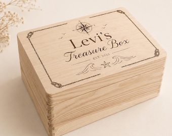 Gepersonaliseerde houten herinneringsdoos met gravure | Schatkist voor baby- en kinderherinneringen | Opbergdoos met naam | Branding