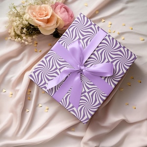 Psychedelic Purple Swirl Wrapping Paper, Bold Grape Lavender Pattern Gift Wrap for Birthday, Baby Shower, Wedding, Holiday, Gift for Him