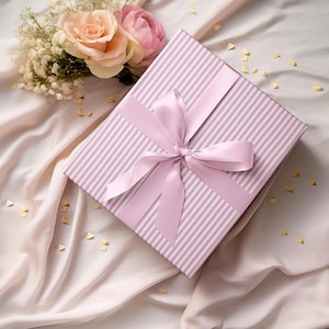 Pink Lilac Stripes Wrapping Paper, Soft Pastel Gift Wrap for Birthday, Baby Shower, Wedding, Holiday, Gift for Her and Him