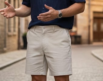 Men’s Linen Cotton Summer Shorts – Casual Lightweight Beach Shorts, Elastic Waist Shorts, Breathable Vacation Wear