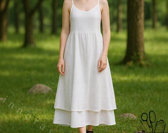 Robe d'été bohème pour femme - Robe midi superposée décontractée pour femme, Robe en coton doux, Robe de plage décontractée, Robe midi superposée, Coupe décontractée