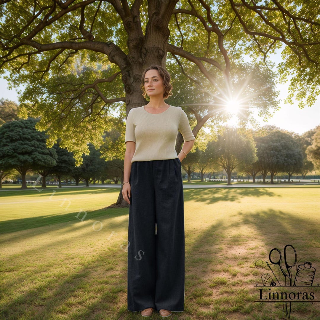 Retro cotton / linen Flare Palazzo pants one size