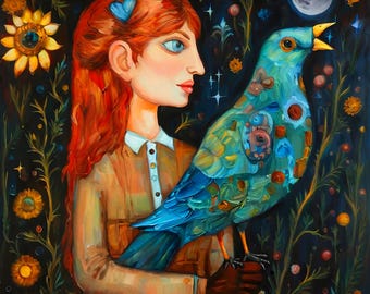 Blue Bird's Passion in a Full Moon's Night