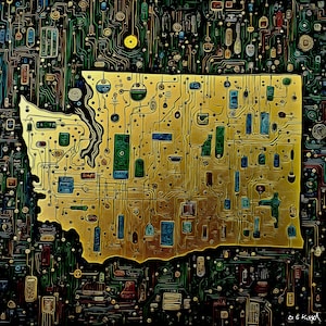 Cyber Washington: Digitale Landkarte des US Bundesstaates Circle