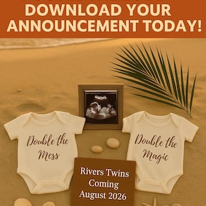 Beach Twin Pregnancy Announcement: Editable Ultrasound Scan (Digital Download)